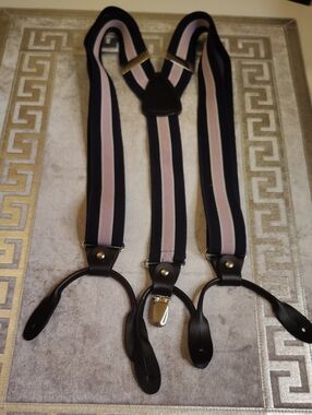Jos. A. Bank Navy and Light Pink Striped Men’s Suspenders